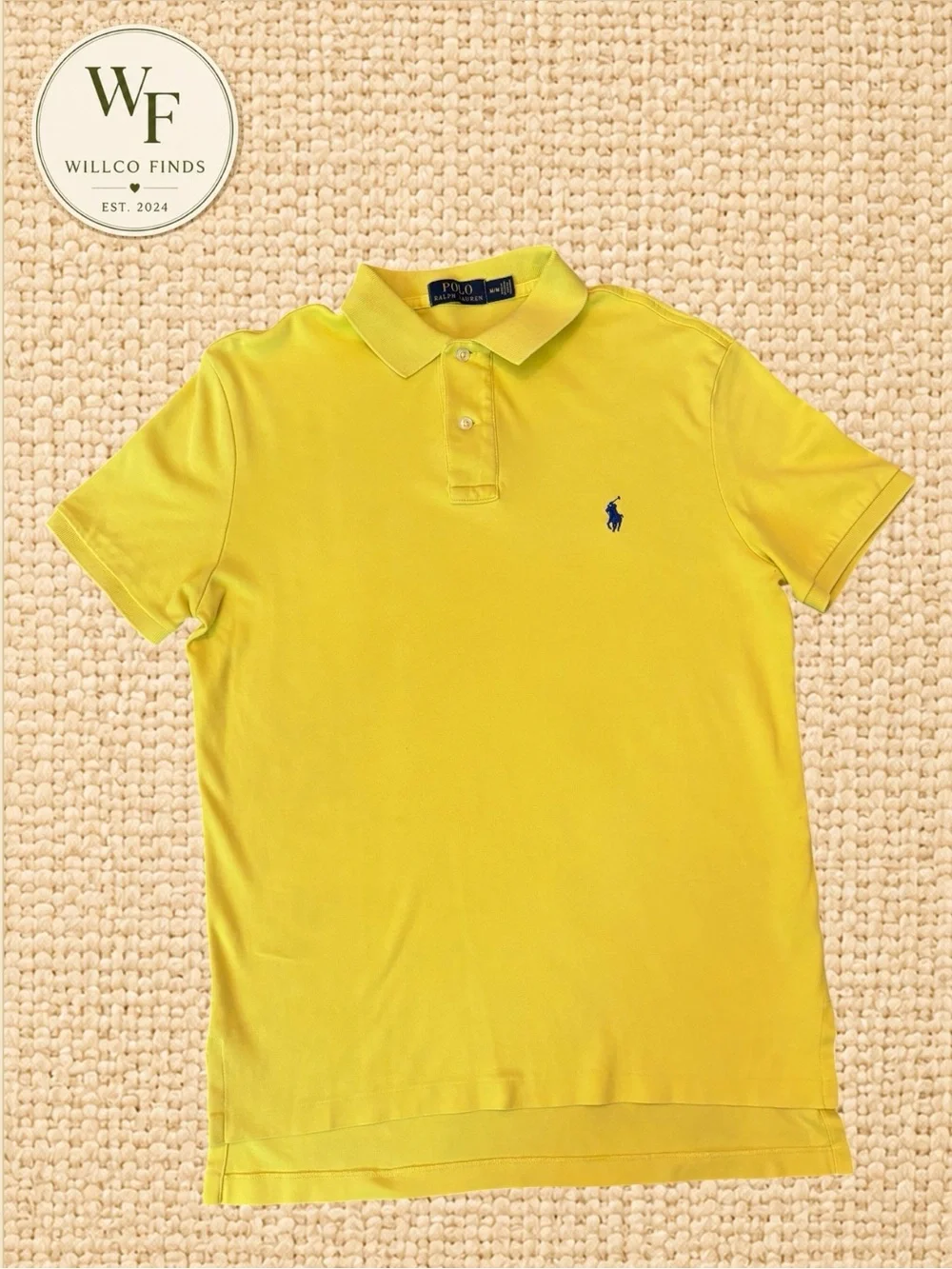 Polo Ralph Lauren Men’s Medium Bright Yellow Polo Shirt Navy Pony Preppy Golf